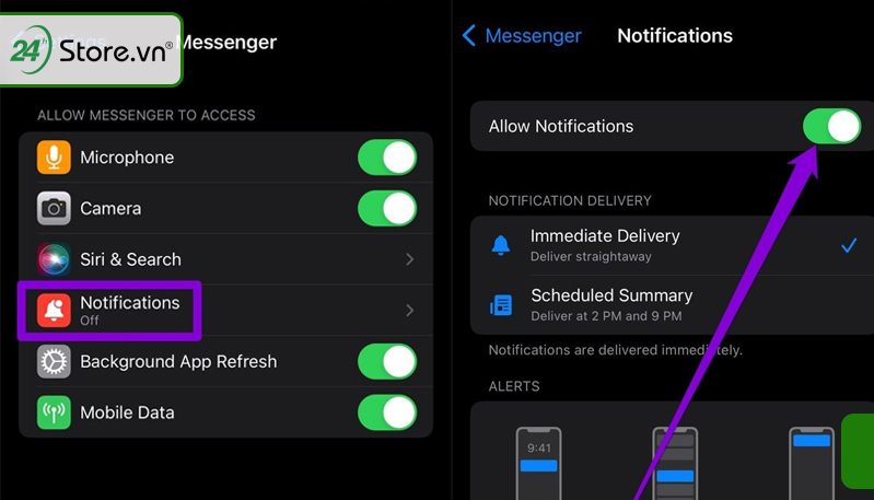 Kiểm tra quyền thông báo của ứng dụng trên điện thoại iPhone