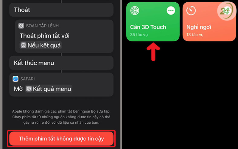 Nhận phím tắt Cân 3D Touch