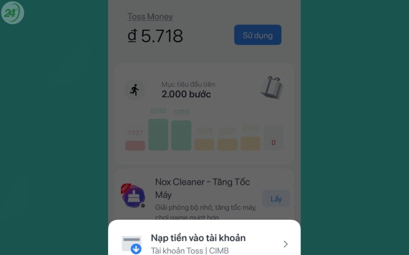 Liên kết thẻ vô app 