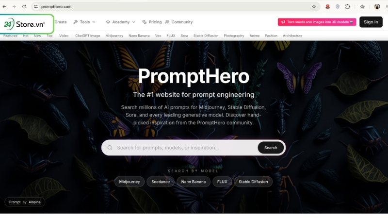 Kho prompt AI PromptHero