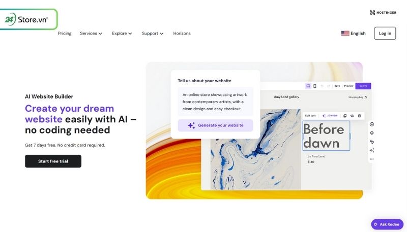 Hostinger AI tạo website tiện lợi