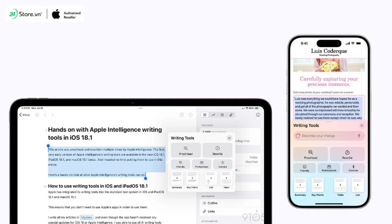 Ai trên iPhone 16 có gì mới - Công cụ viết (Writing Tools)