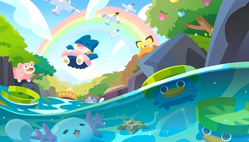 ảnh nền cute cầu vồng pokemon