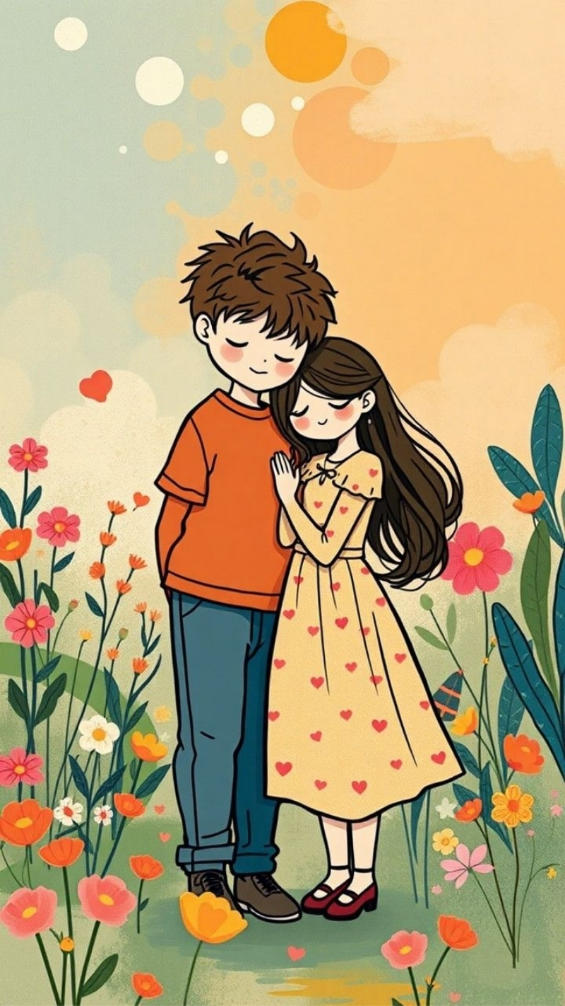 ảnh nền tình yêu điện thoại chibi cực đáng yêu