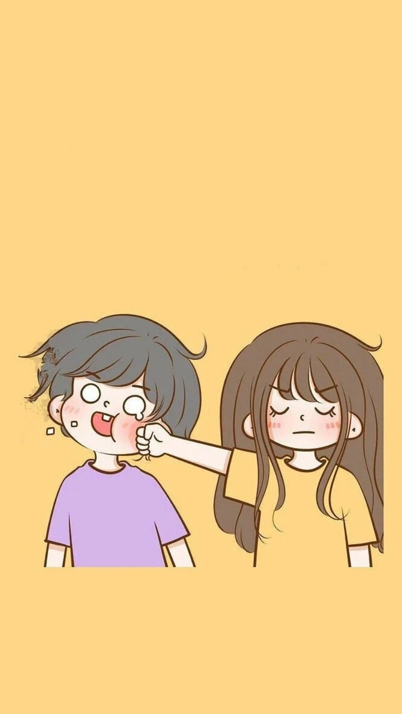 ảnh nền tình yêu điện thoại chibi hài hước