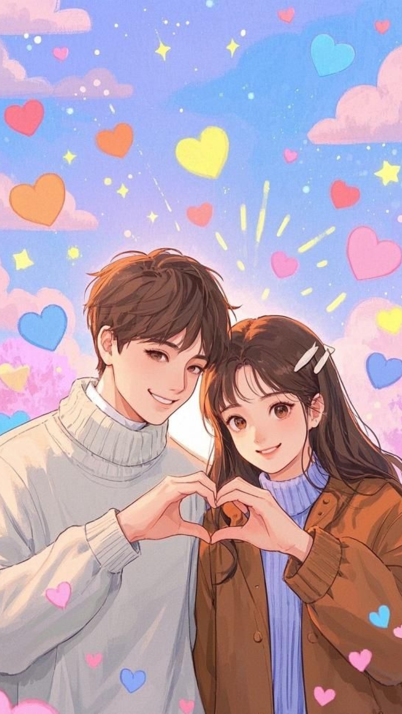 ảnh nền tình yêu trái tim anime