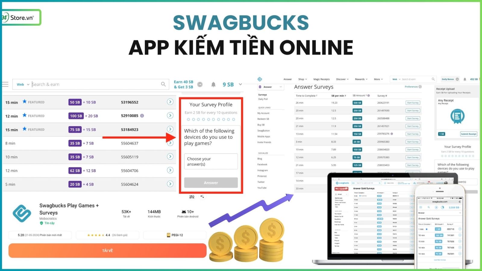 app kiếm tiền online swagbucks