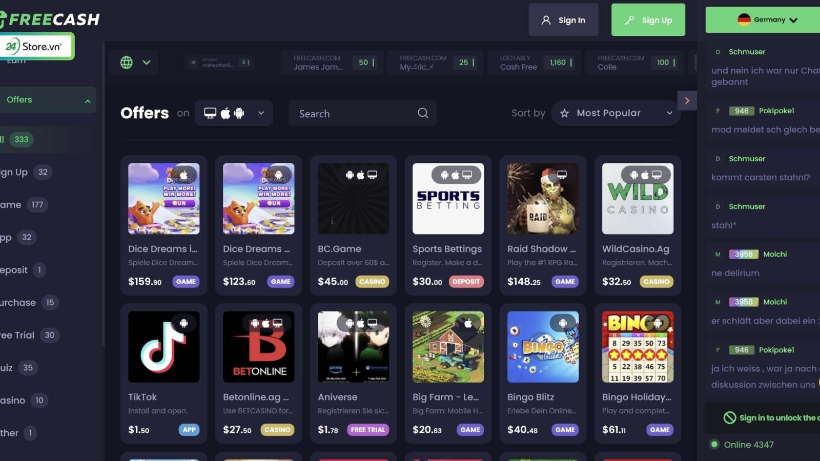 app kiếm tiền online freecash