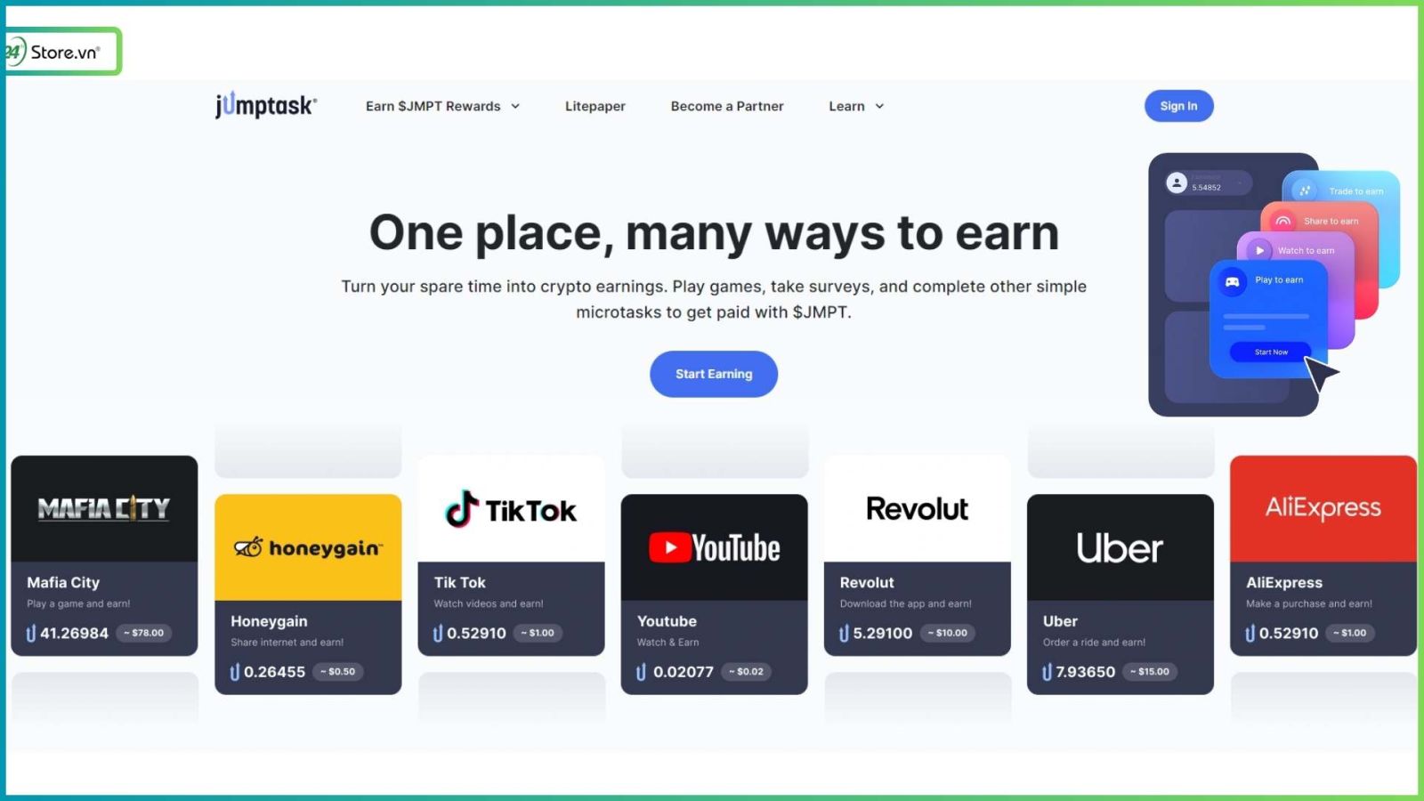 app kiếm tiền online jump task