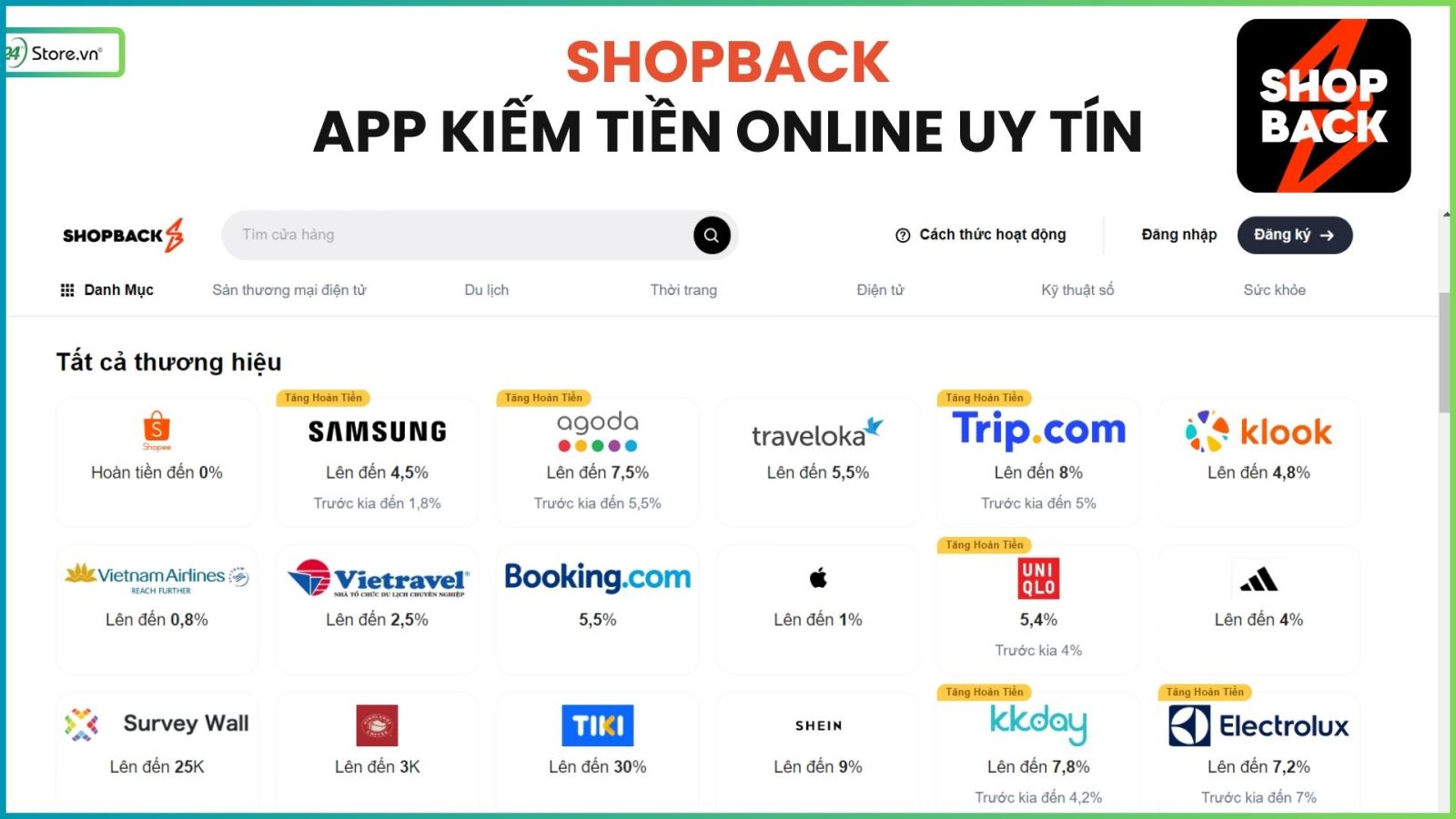 app kiếm tiền online shopback