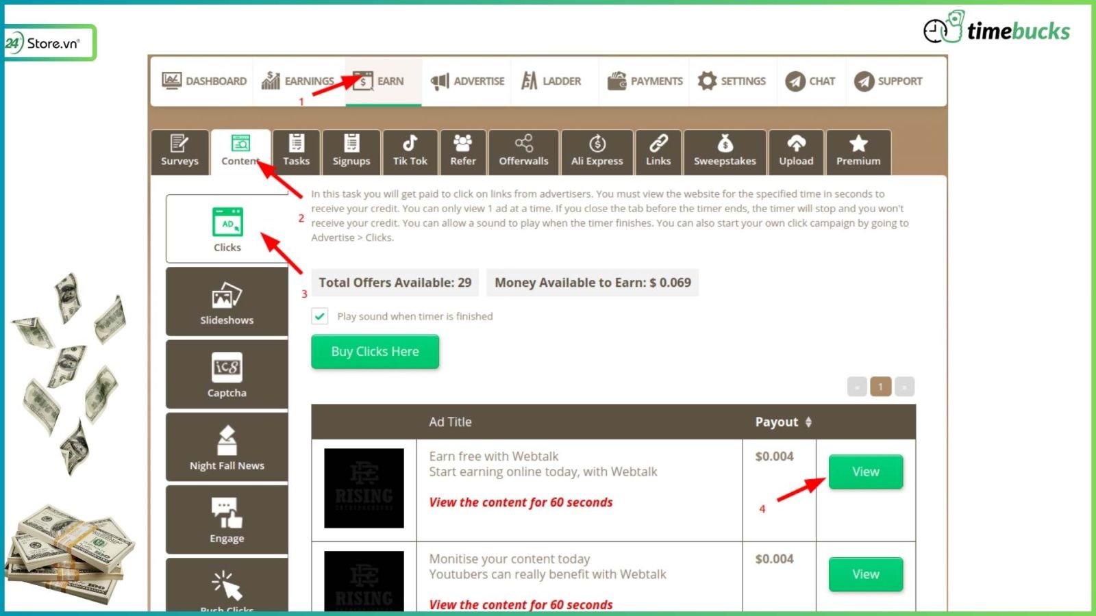 app kiếm tiền online timebucks