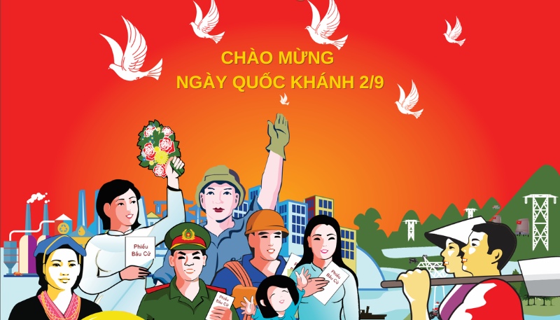 background 2/9, hình nền 2/9, bachground quốc khánh vector