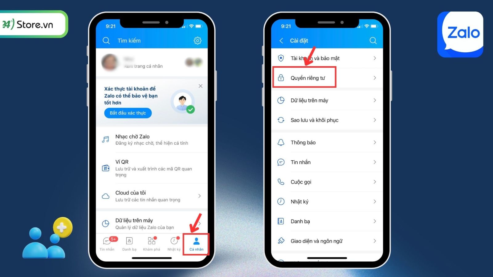 cách ẩn số điện thoại trên zalo