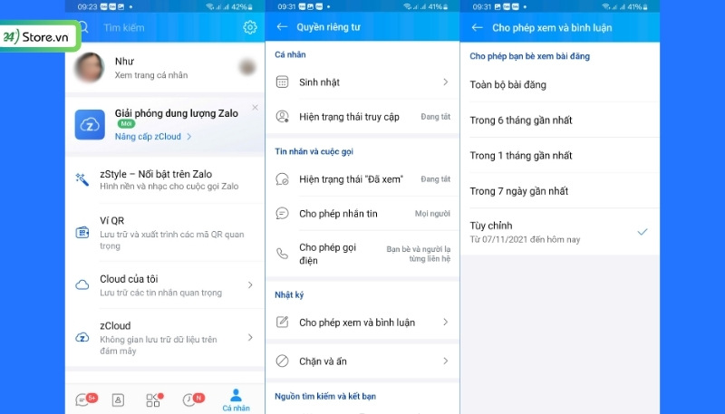 Cách bảo mật Zalo kiểm soát quyền xem nhật ký