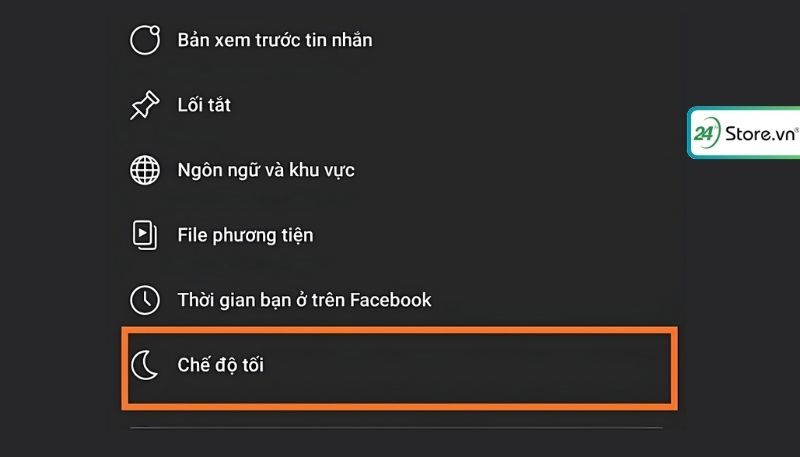 bật chế độ tối trên facebook android