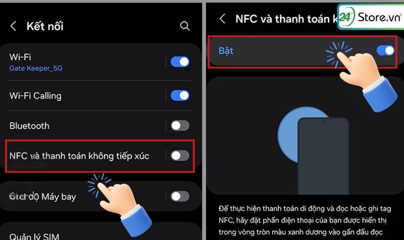 cách bật nfc trên điện thoại samsung