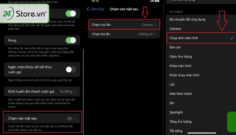 Chạm hai lần vào mặt lưng để chụp màn hình iPhone X