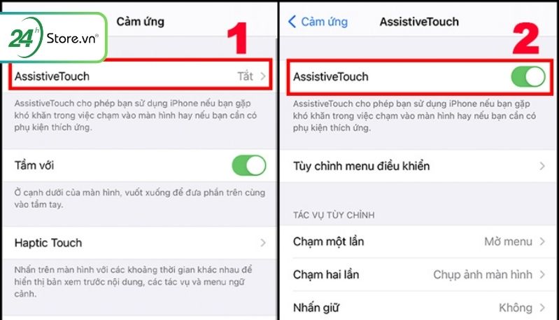 bật chế độ asistivetouch
