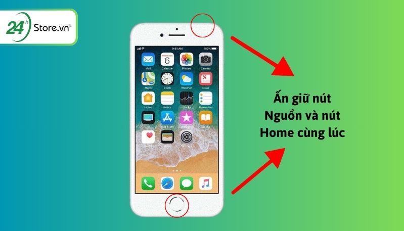 cách chụp màn hình iphone bằng phím cứng có nút home