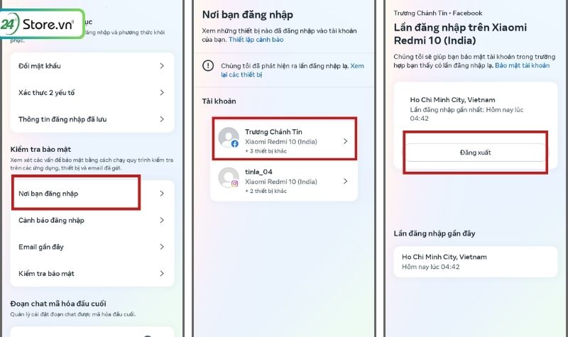 đăng xuất messenger