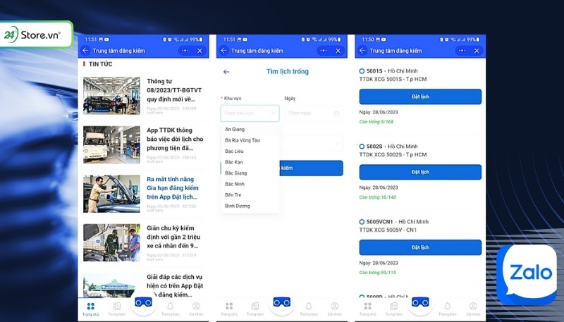 Cách gia hạn đăng kiểm ô tô online trên Zalo