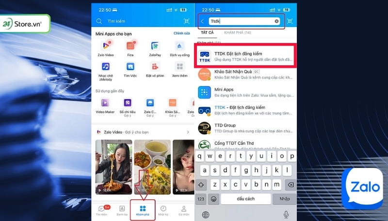 Cách kiểm tra lịch đăng kiểm trên Zalo