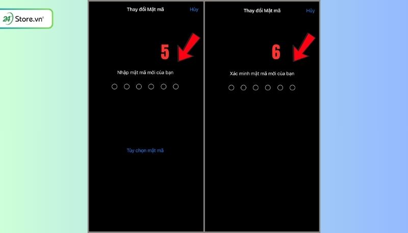 Cách đổi mật khẩu trên iPhone là nhập mật mã mới 