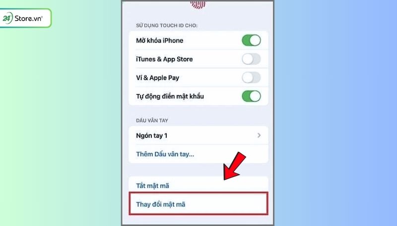 Cách đổi mật khẩu iPhone 6 Plus là vào thay đổi mật mã