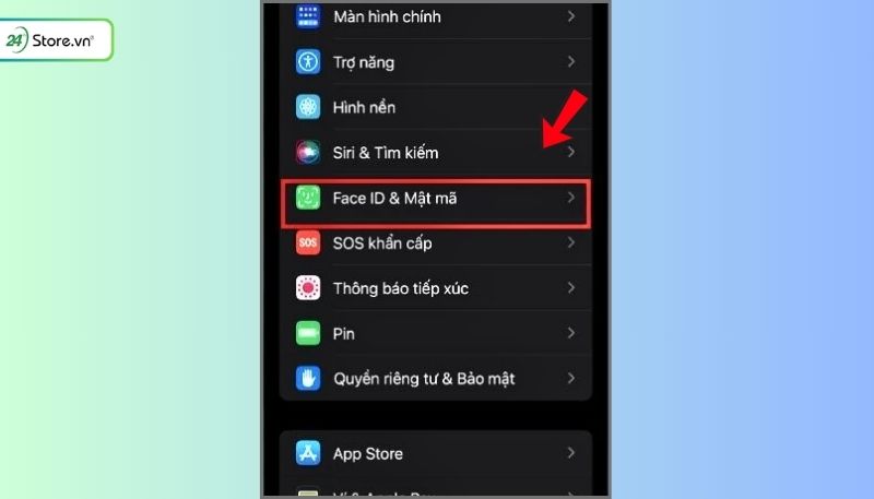 Cách tắt mật mã iPhone 16 là vào Face ID & Mật mã