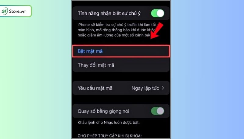 Thay đổi mật mã iPhone