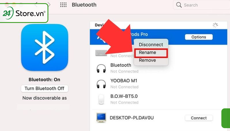nhập tên mới cho AirPods và xác nhận việc thay đổi nhập tên mới cho AirPods và xác nhận việc thay đổi