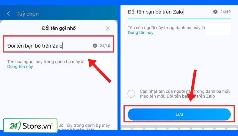 đổi tên bạn bè trên Zalo đồng bộ danh bạ