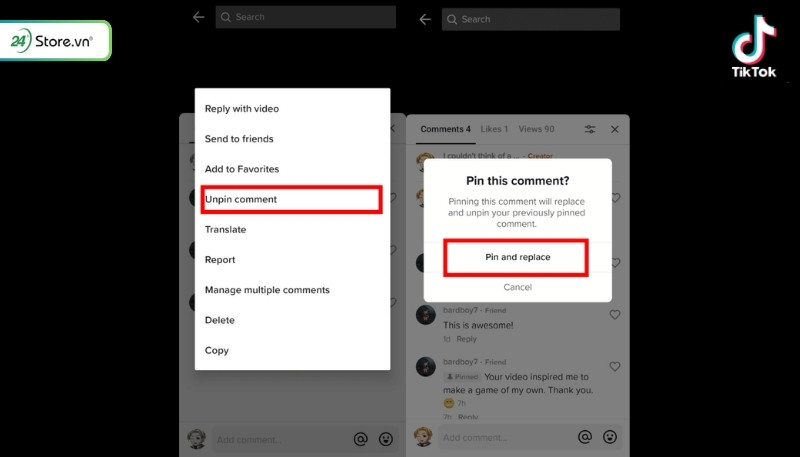 Cách bỏ ghim bình luận TikTok đơn giản