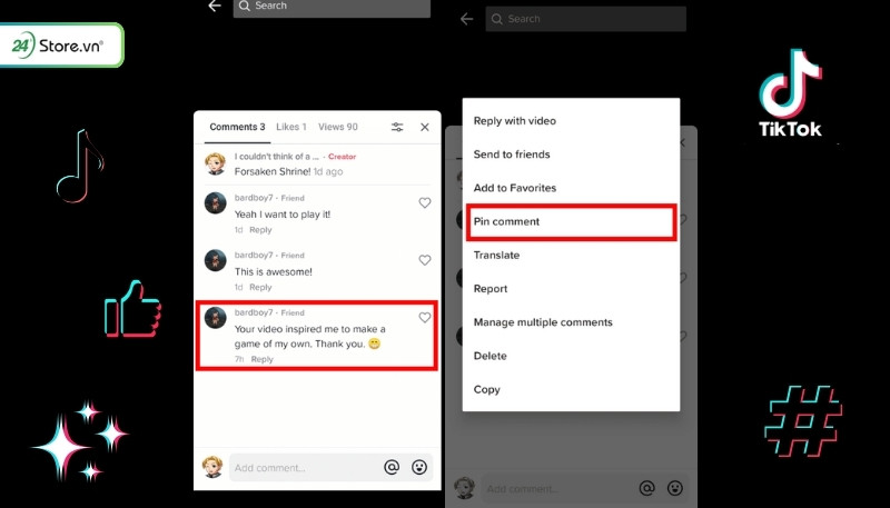 Cách ghim bình luận trên TikTok trên Android