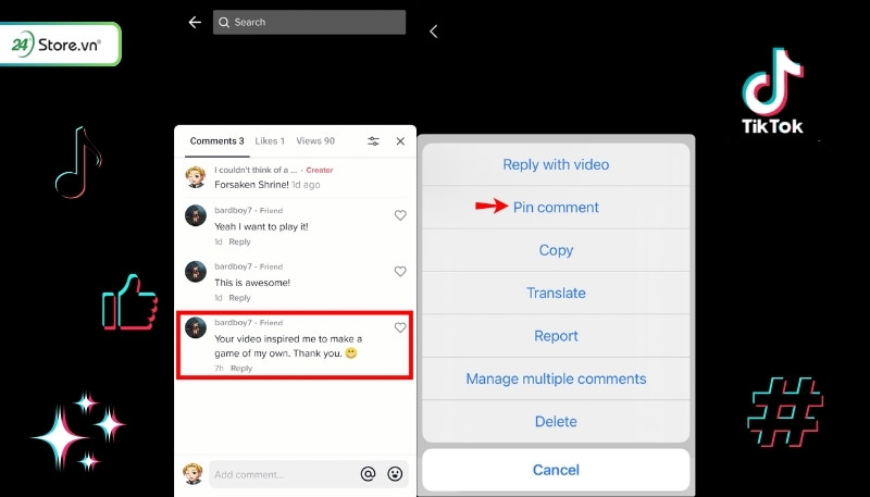 Cách ghim bình luận trên TikTok trên iPhone