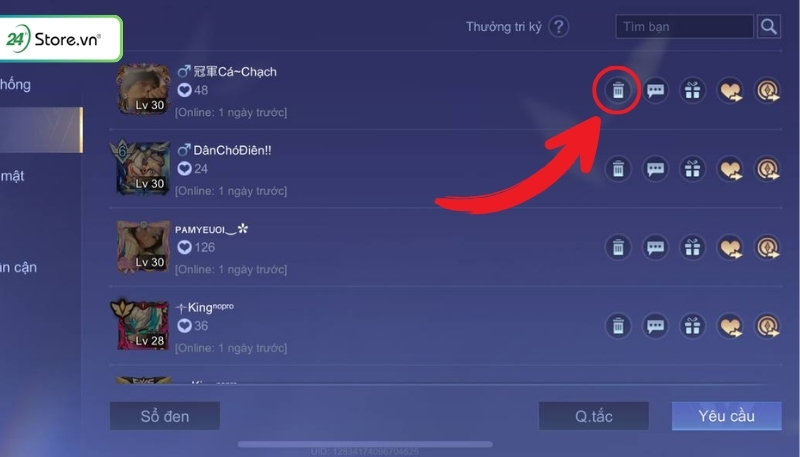 Cách xóa bạn bè trong Liên Quân