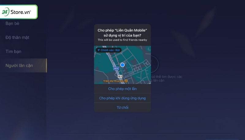 Cấp quyền truy cập để kết bạn lân cận