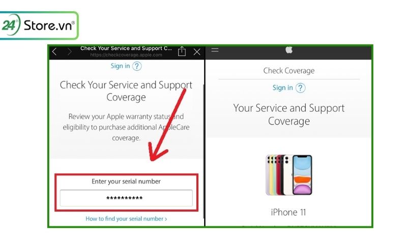 kiểm tra số seri iPhone trên web Apple