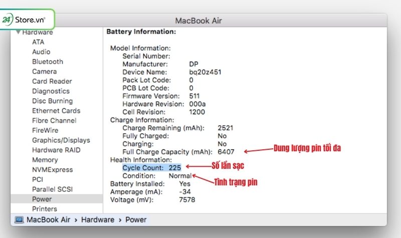 Kiểm tra pin Macbook