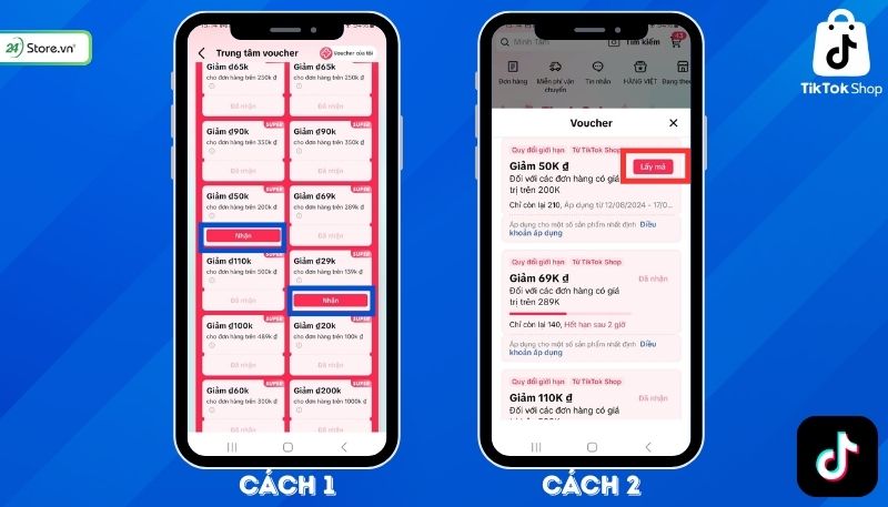 Cách lấy mã giảm giá TikTok Shop: Săn mã tại trung tâm Voucher