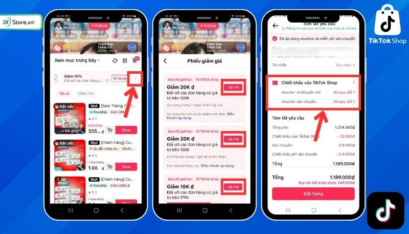 Cách lấy mã giảm giá TikTok tại giỏ hàng livestream