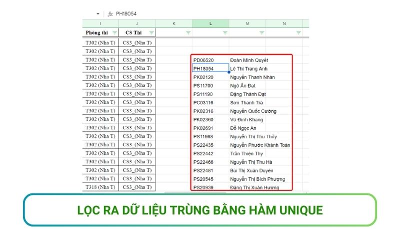 cách 3 lọc dữ liệu bằng hàm trong google sheet