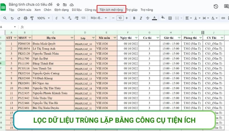 dữ liệu trong google sheet lọc kiểu gì