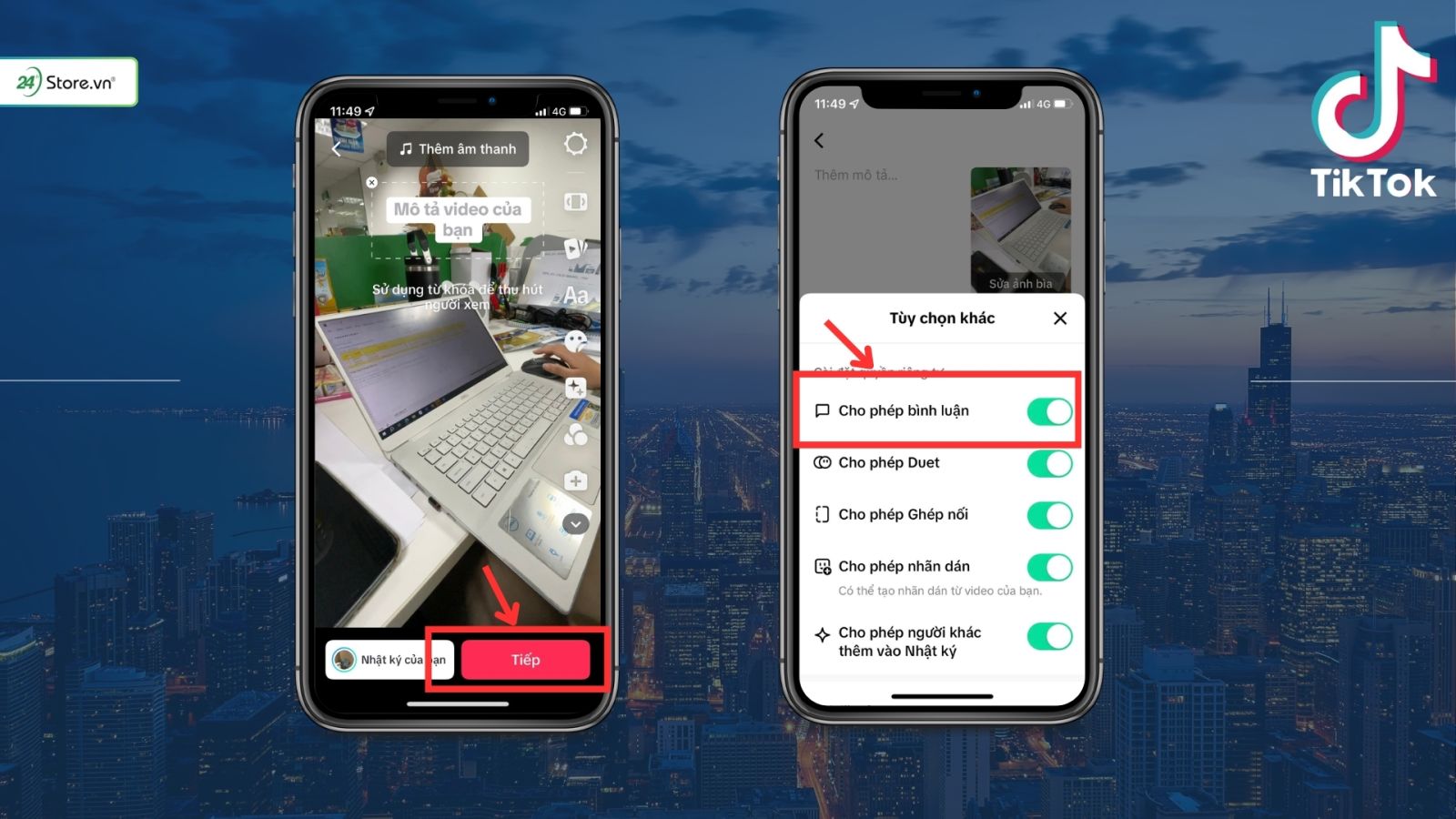Cách mở bình luận cho video sắp đăng