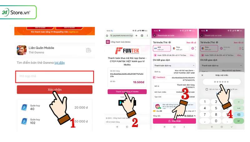 Cách nạp thẻ Garena bằng MoMo bước 2