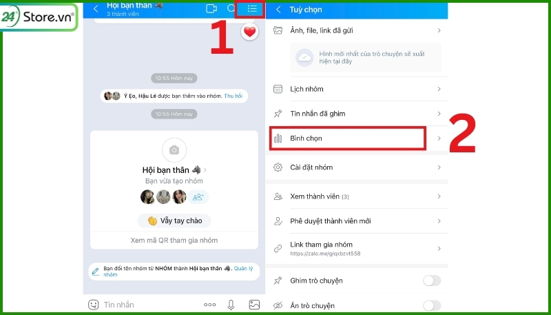 cách tạo bình chọn trên zalo điện thoại