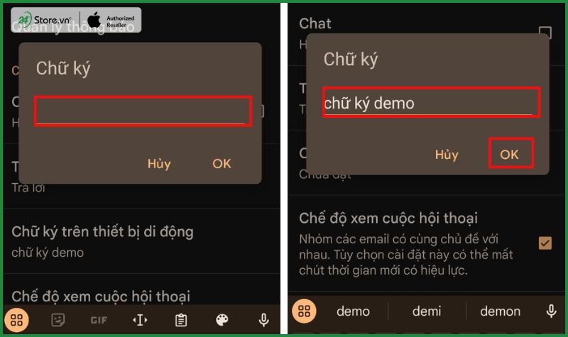 cách tạo chữ ký trong gmail trên android