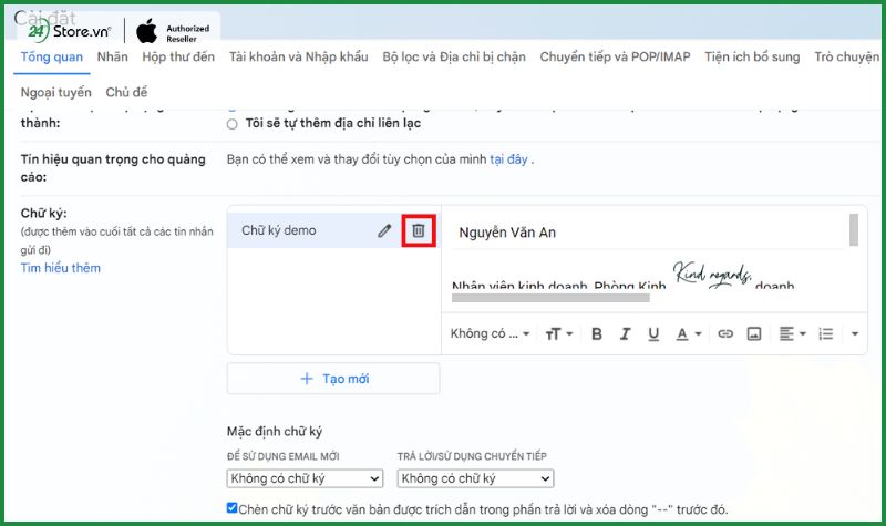 cách tạo chữ ký trong gmail trên iphone