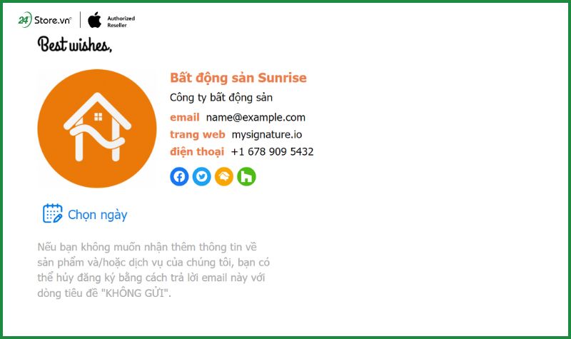 mẫu chữ ký gmail chuyên nghiệp