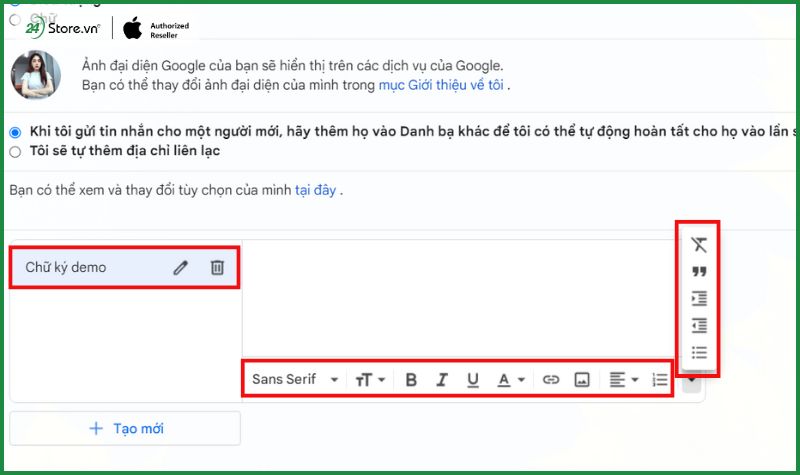 tạo chữ ký email